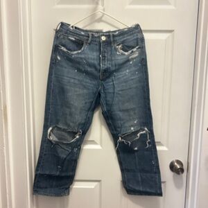 90’a boyfriend Distressed paint platter XSHORT jeans